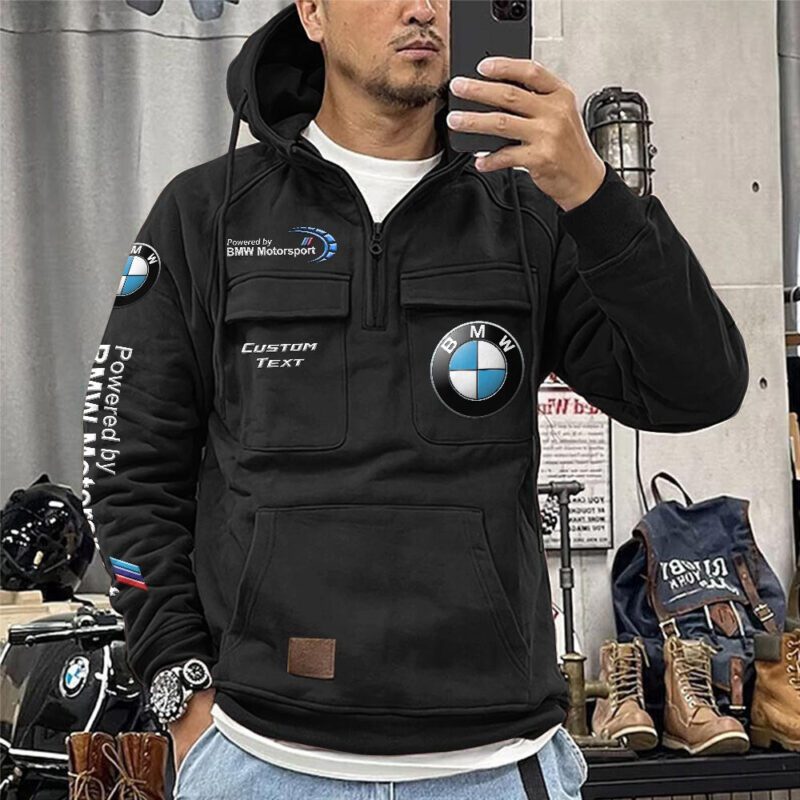 BMW Vintage Quarter Zip Hoodie Retro Hoodie LQZ1190 1