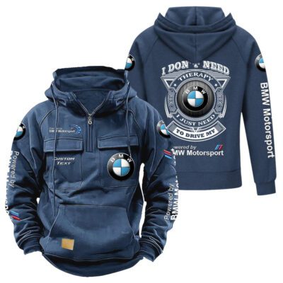 BMW Vintage Quarter Zip Hoodie Retro Hoodie LQZ1190 2