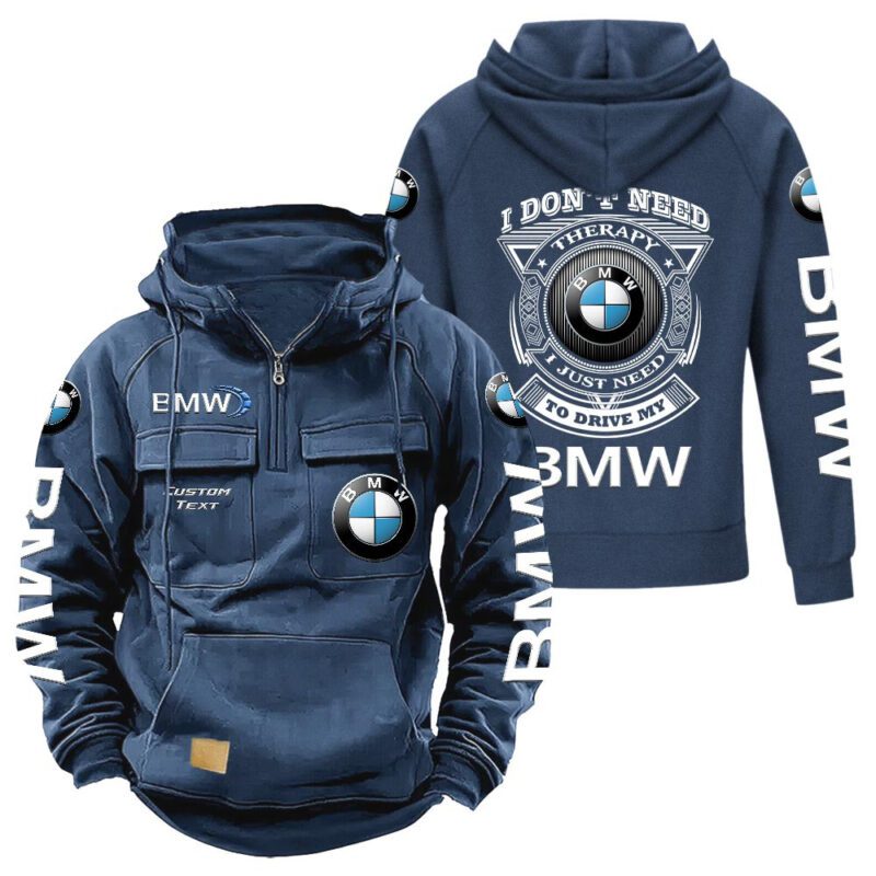 BMW Vintage Quarter Zip Hoodie Retro Hoodie LQZ1222 2