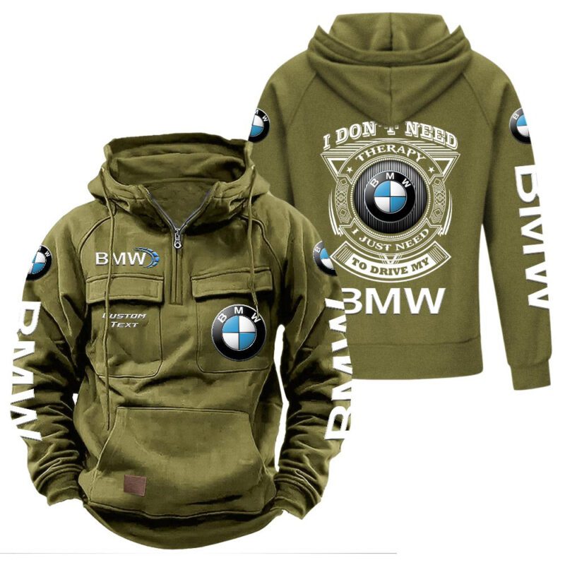 BMW Vintage Quarter Zip Hoodie Retro Hoodie LQZ1222 3