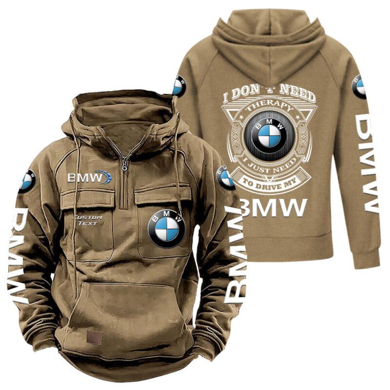 BMW Vintage Quarter Zip Hoodie Retro Hoodie LQZ1222 4