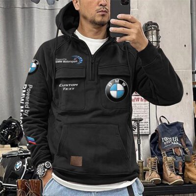 BMW Vintage Quarter Zip Hoodie Retro Hoodie LQZ1323 1