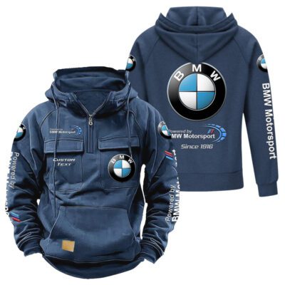 BMW Vintage Quarter Zip Hoodie Retro Hoodie LQZ1323 2