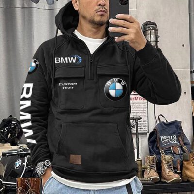 BMW Vintage Quarter Zip Hoodie Retro Hoodie LQZ1357 1