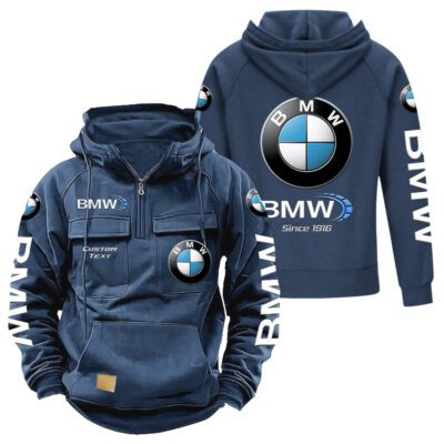 BMW Vintage Quarter Zip Hoodie Retro Hoodie LQZ1357 2