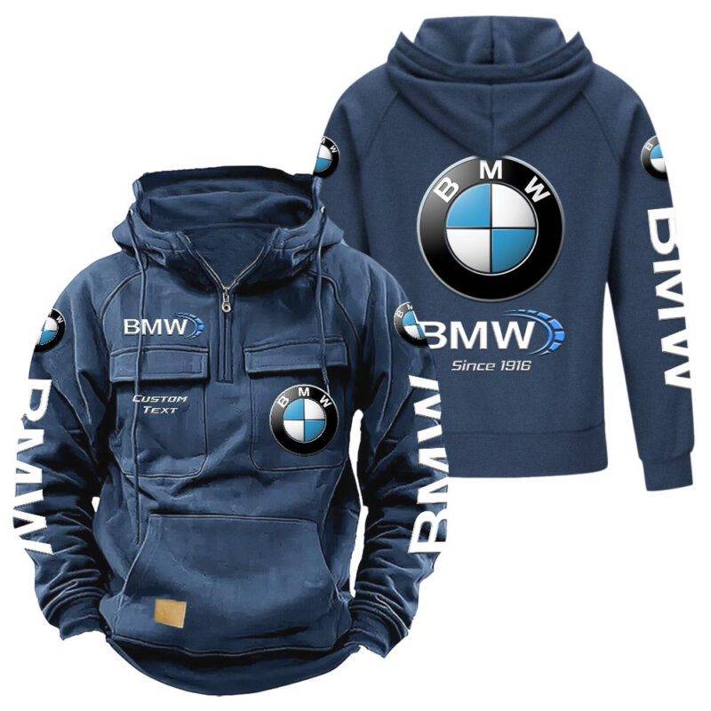 BMW Vintage Quarter Zip Hoodie Retro Hoodie LQZ1357 2