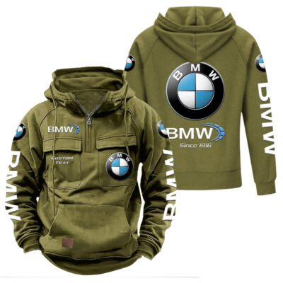 BMW Vintage Quarter Zip Hoodie Retro Hoodie LQZ1357 3