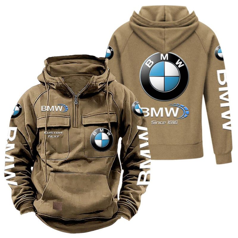 BMW Vintage Quarter Zip Hoodie Retro Hoodie LQZ1357 4