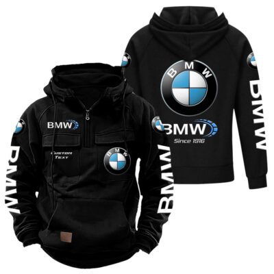 BMW Vintage Quarter Zip Hoodie Retro Hoodie LQZ1357
