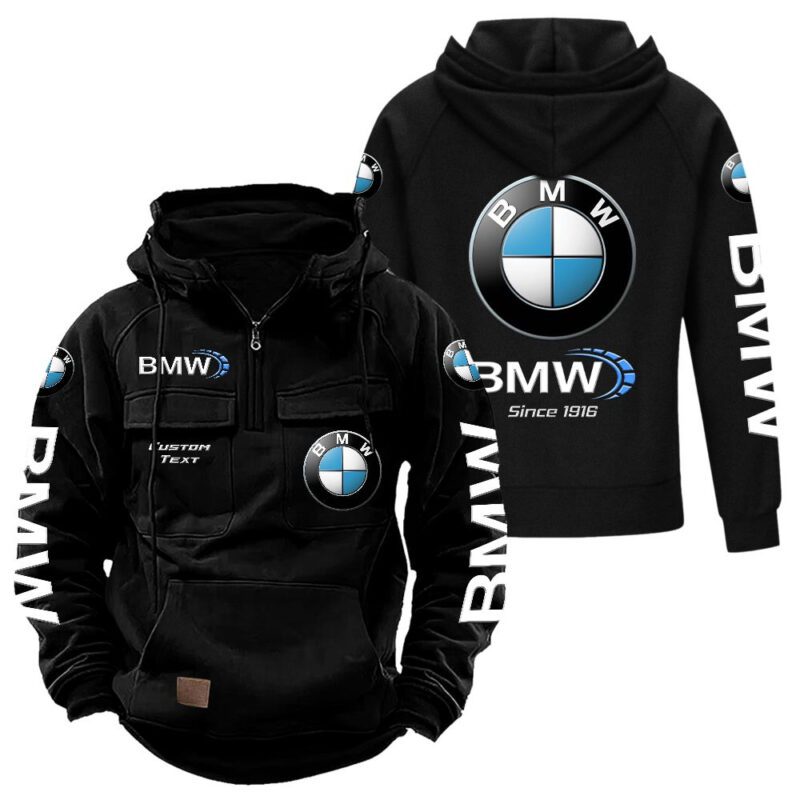 BMW Vintage Quarter Zip Hoodie Retro Hoodie LQZ1357