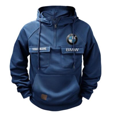 BMW Vintage Quarter Zip Hoodie Retro Hoodie LQZ1401 1