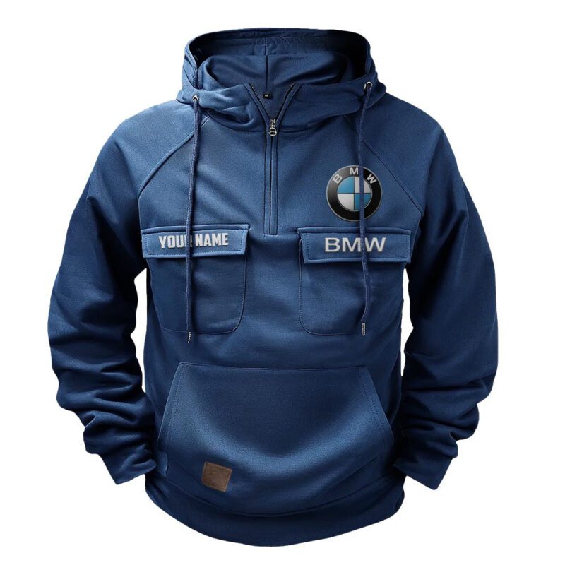 BMW Vintage Quarter Zip Hoodie Retro Hoodie LQZ1401 1