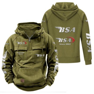 BSA Vintage Quarter Zip Hoodie Retro Hoodie LQZ1332 3