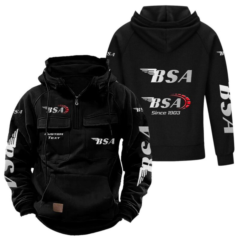 BSA Vintage Quarter Zip Hoodie Retro Hoodie LQZ1332