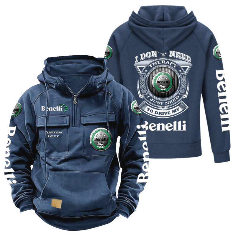 Benelli Vintage Quarter Zip Hoodie Retro Hoodie LQZ1196 2