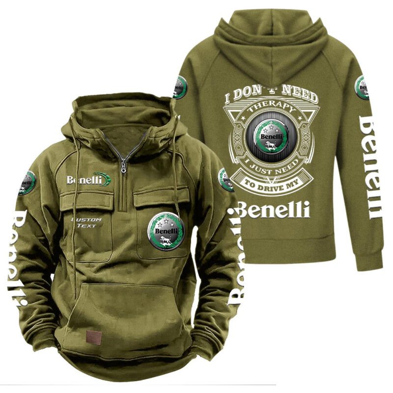 Benelli Vintage Quarter Zip Hoodie Retro Hoodie LQZ1196 3