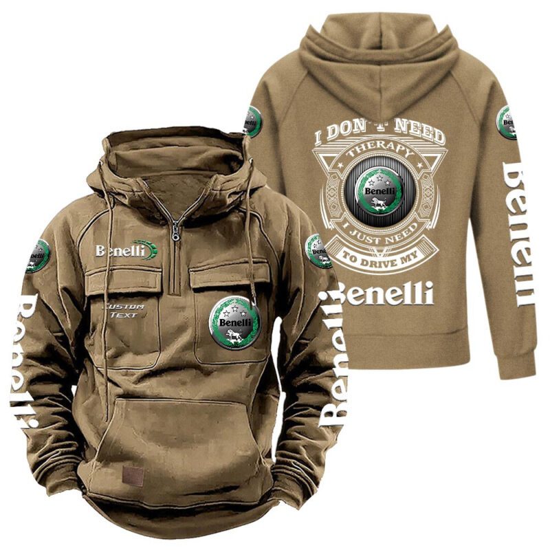 Benelli Vintage Quarter Zip Hoodie Retro Hoodie LQZ1196 4