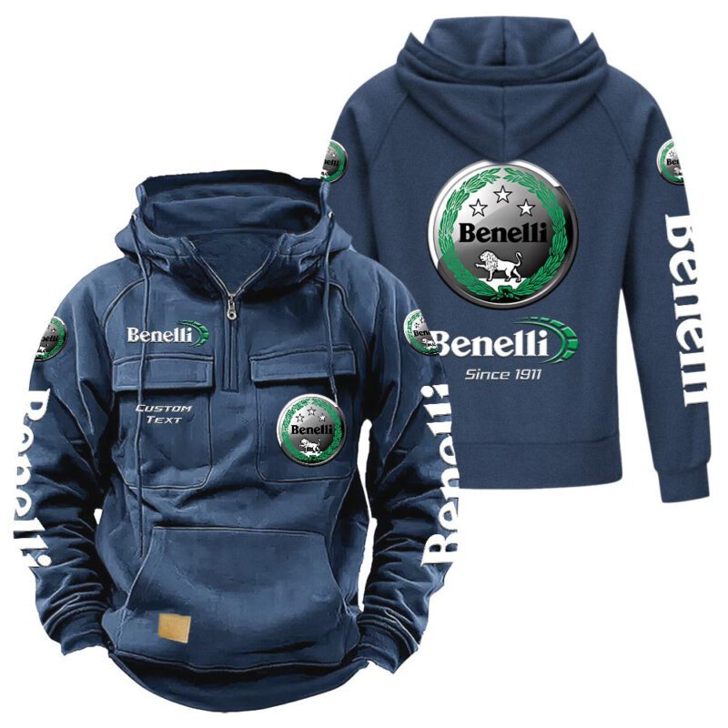 Benelli Vintage Quarter Zip Hoodie Retro Hoodie LQZ1312 2
