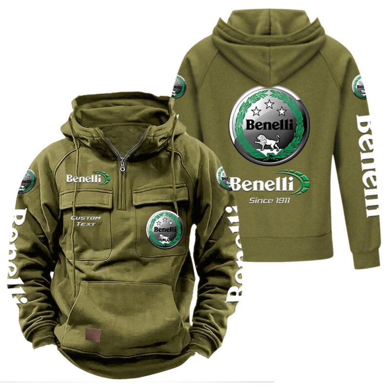 Benelli Vintage Quarter Zip Hoodie Retro Hoodie LQZ1312 3