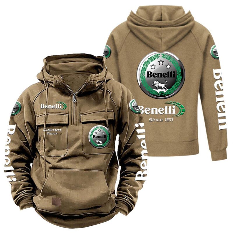 Benelli Vintage Quarter Zip Hoodie Retro Hoodie LQZ1312 4