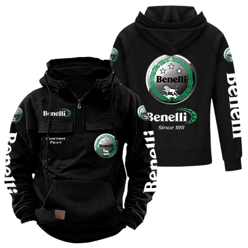 Benelli Vintage Quarter Zip Hoodie Retro Hoodie LQZ1312