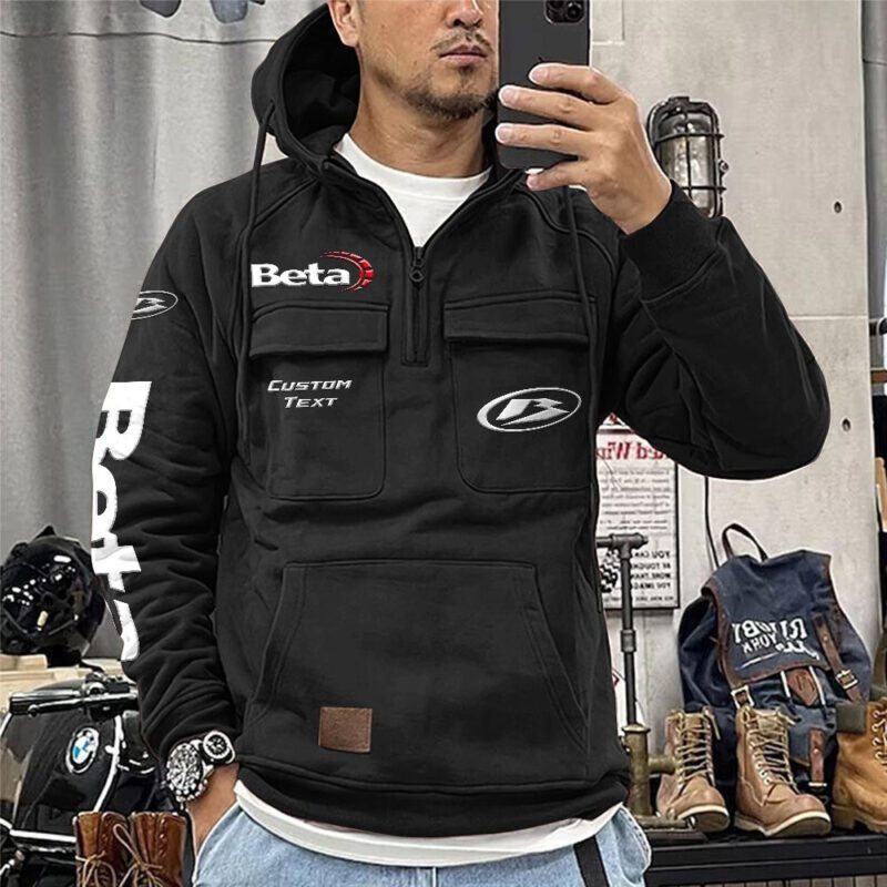 Beta motorcycles Vintage Quarter Zip Hoodie Retro Hoodie LQZ1175 1
