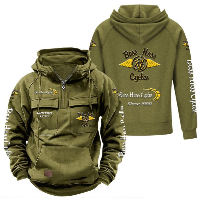 Boss Hoss Vintage Quarter Zip Hoodie Retro Hoodie LQZ1311 3