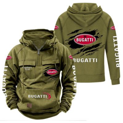 Bugatti Vintage Quarter Zip Hoodie Retro Hoodie LQZ1015 3