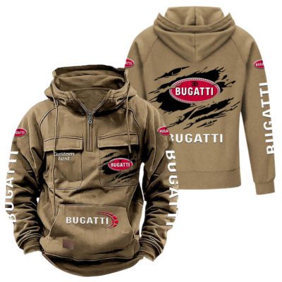 Bugatti Vintage Quarter Zip Hoodie Retro Hoodie LQZ1015 4