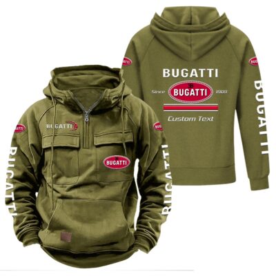 Bugatti Vintage Quarter Zip Hoodie Retro Hoodie LQZ1088 3