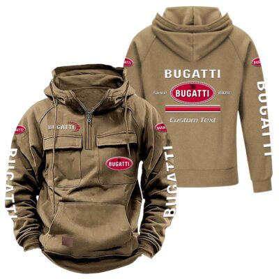 Bugatti Vintage Quarter Zip Hoodie Retro Hoodie LQZ1088 4