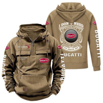 Bugatti Vintage Quarter Zip Hoodie Retro Hoodie LQZ1277 4