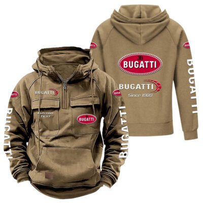 Bugatti Vintage Quarter Zip Hoodie Retro Hoodie LQZ1353 4
