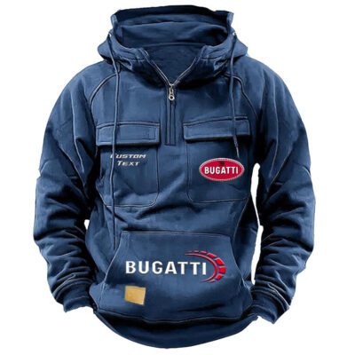 Bugatti Vintage Quarter Zip Hoodie Retro Hoodie LQZ1468 2