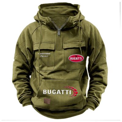 Bugatti Vintage Quarter Zip Hoodie Retro Hoodie LQZ1468 3