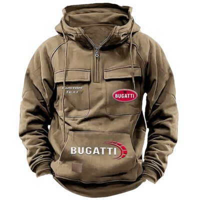 Bugatti Vintage Quarter Zip Hoodie Retro Hoodie LQZ1468 4