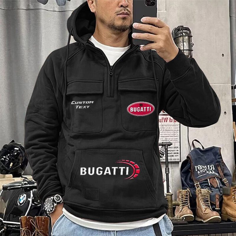 Bugatti Vintage Quarter Zip Hoodie Retro Hoodie LQZ1468