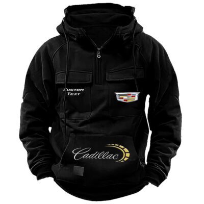Cadillac Vintage Quarter Zip Hoodie Retro Hoodie LQZ1478 1