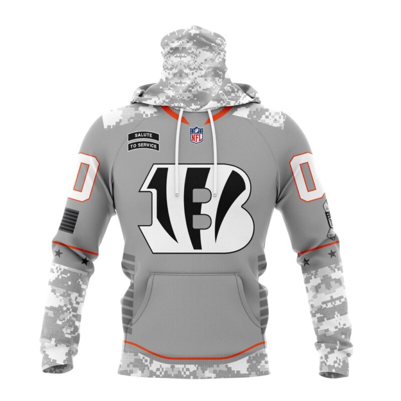 Cincinnati Bengals NFL Specialized Design Camo 2024 Salute To Service Club Personalized Letters Number Gaiter Hoodie WGH2004