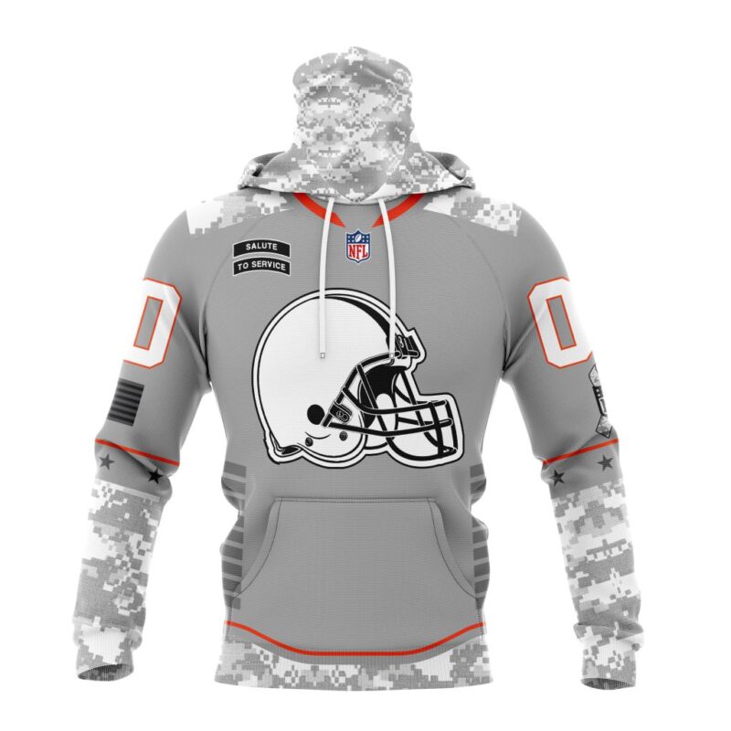 Cleveland Browns NFL Specialized Design Camo 2024 Salute To Service Club Personalized Letters Number Gaiter Hoodie WGH2005