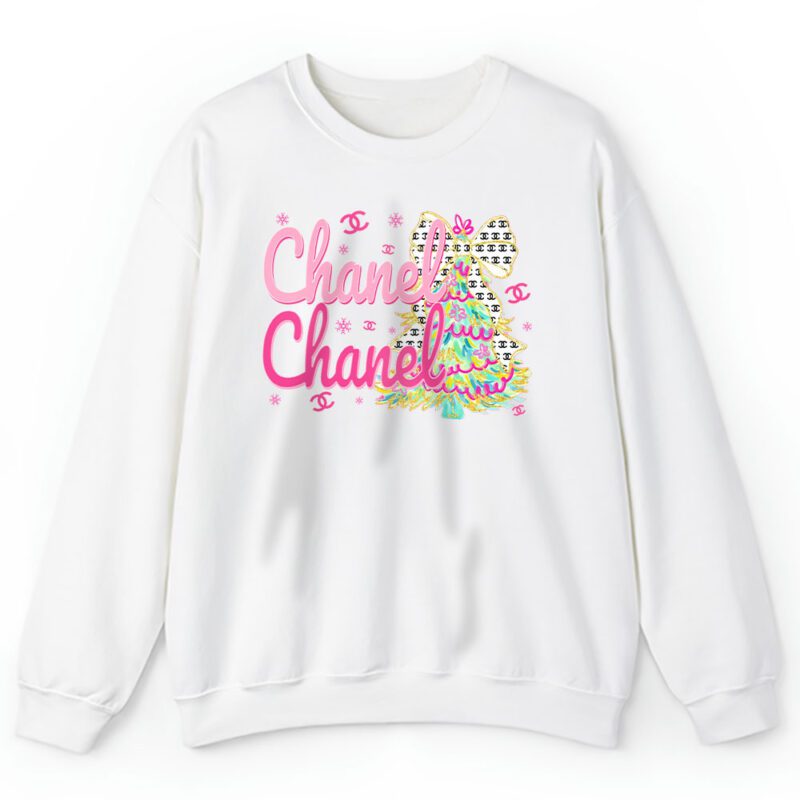 Colorful Glitter Holly Jolly Coquette Christmas Tree Chanel Unisex Sweatshirt TAS21993 1