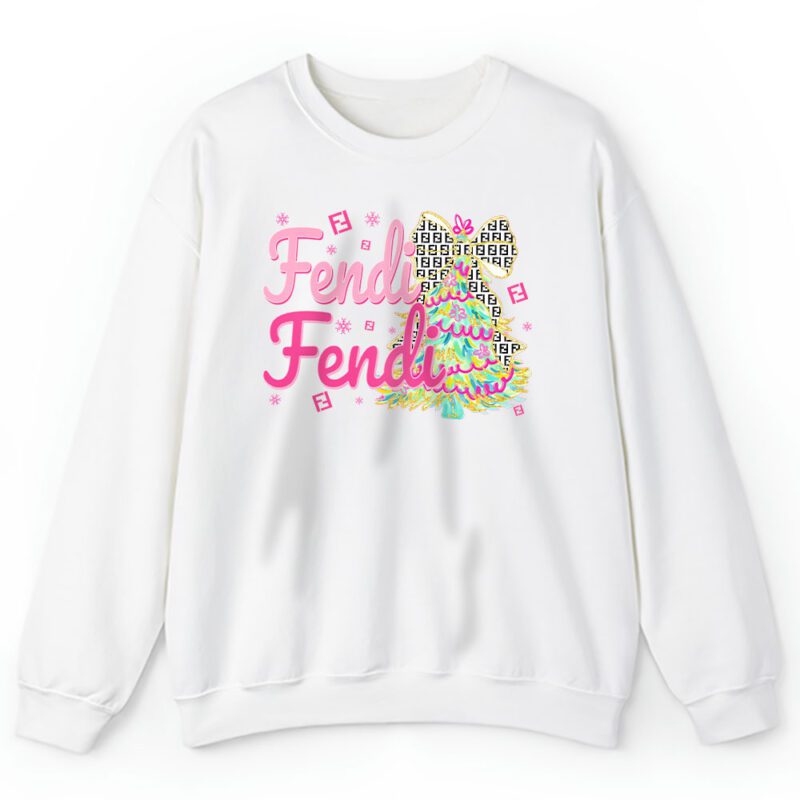 Colorful Glitter Holly Jolly Coquette Christmas Tree Fendi Unisex Sweatshirt TAS21997 1