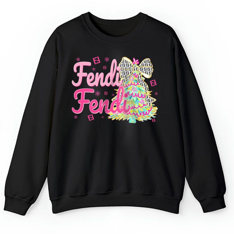 Colorful Glitter Holly Jolly Coquette Christmas Tree Fendi Unisex Sweatshirt TAS21997