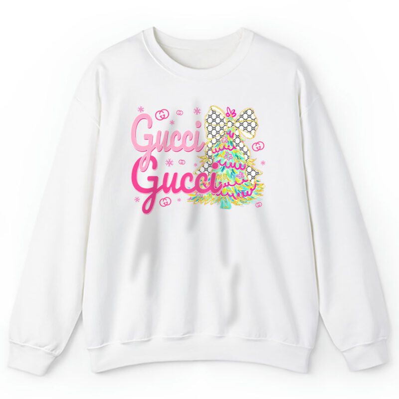 Colorful Glitter Holly Jolly Coquette Christmas Tree Gucci Unisex Sweatshirt TAS21998 1