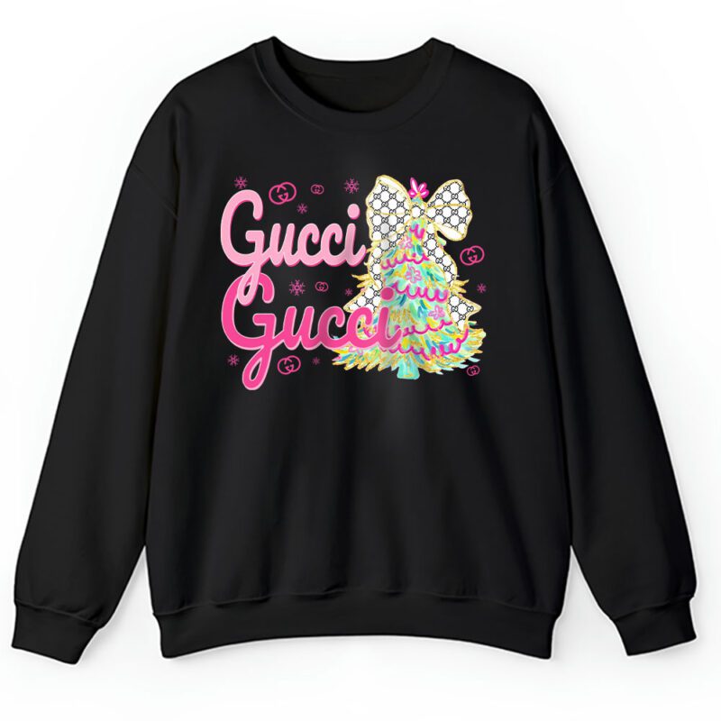 Colorful Glitter Holly Jolly Coquette Christmas Tree Gucci Unisex Sweatshirt TAS21998