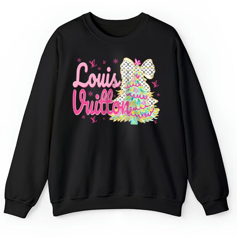 Colorful Glitter Holly Jolly Coquette Christmas Tree Louis Vuitton Unisex Sweatshirt TAS22000