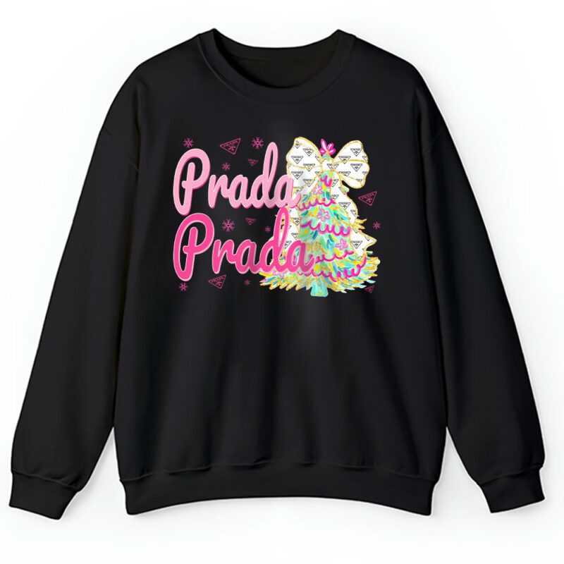 Colorful Glitter Holly Jolly Coquette Christmas Tree Prada Unisex Sweatshirt TAS22001