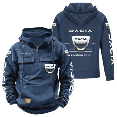 Dacia Vintage Quarter Zip Hoodie Retro Hoodie LQZ1102 2