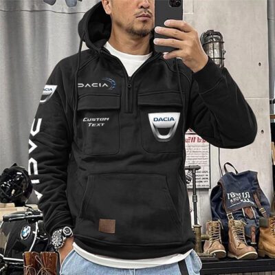 Dacia Vintage Quarter Zip Hoodie Retro Hoodie LQZ1384 1