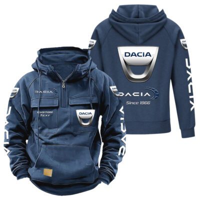 Dacia Vintage Quarter Zip Hoodie Retro Hoodie LQZ1384 2